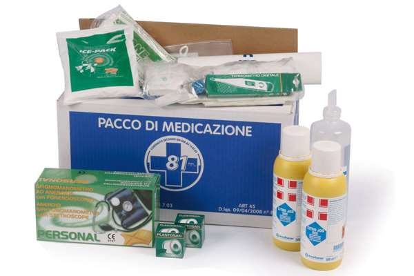 Cassetta pronto soccorso All. 1 con cartello segnalatore pronto